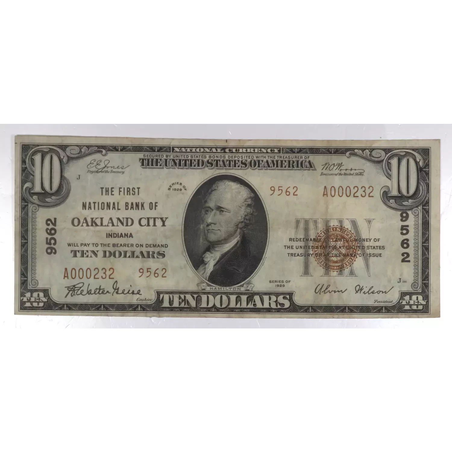 $10 1929 small brown seal. Small National Bank Notes 1801-2