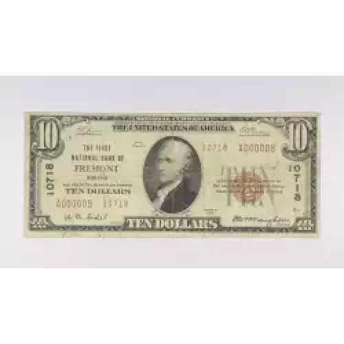 $10 1929 small brown seal. Small National Bank Notes 1801-2