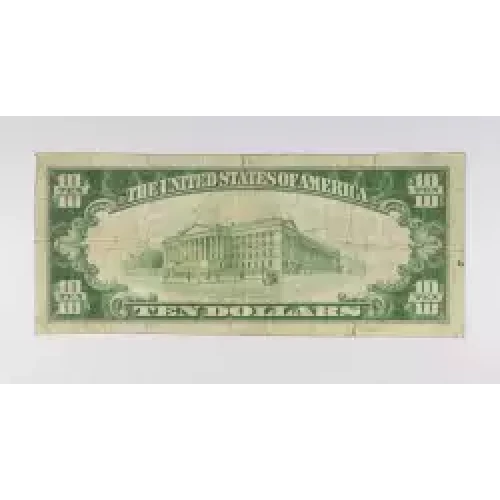 $10 1929 small brown seal. Small National Bank Notes 1801-2