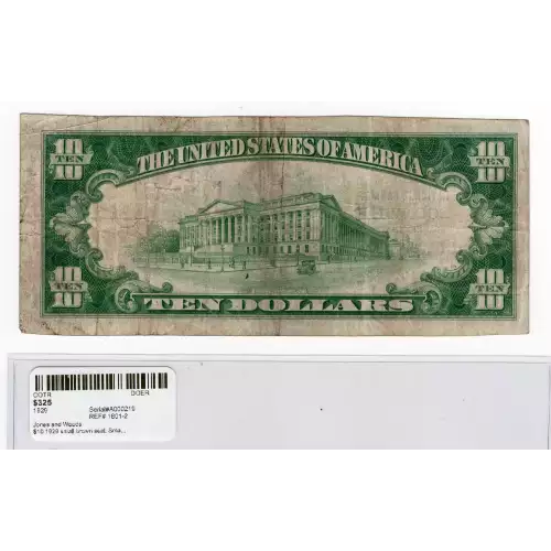 $10 1929 small brown seal. Small National Bank Notes 1801-2 (2)