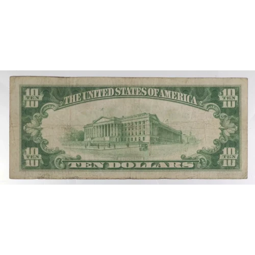 $10 1929 small brown seal. Small National Bank Notes 1801-2