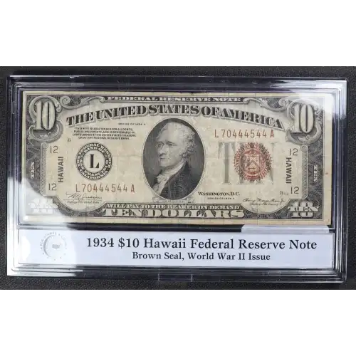 $10 1934-A brown seal Emergency Notes Issued During WW2 2303 (3)