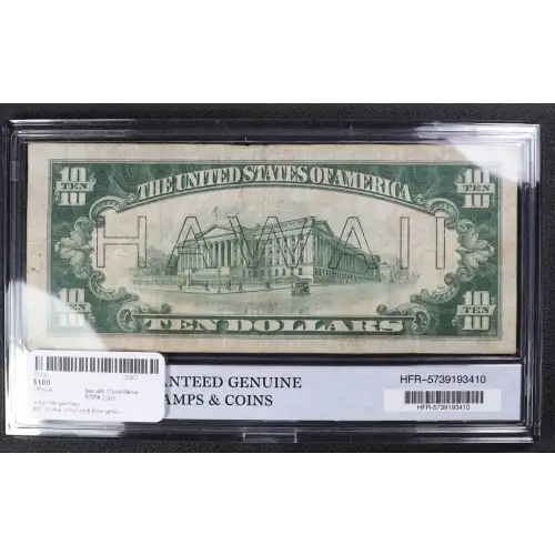 $10 1934-A brown seal Emergency Notes Issued During WW2 2303