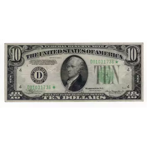 $10 1934-A.  Small Size $10 Federal Reserve Notes 2006-D*