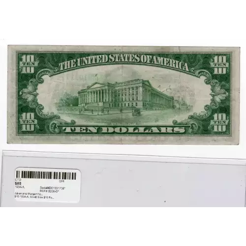 $10 1934-A.  Small Size $10 Federal Reserve Notes 2006-D* (2)