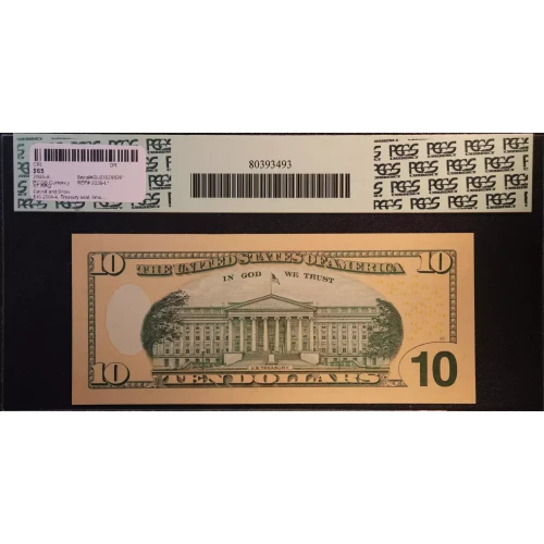 $10 2004-A. Treasury seal. Small Size $10 Federal Reserve Notes 2039-L* (2)