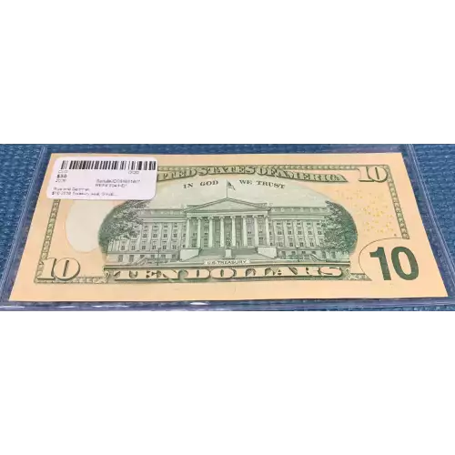 $10 2009 Treasury seal. Small Size $10 Federal Reserve Notes 2041-D* (2)
