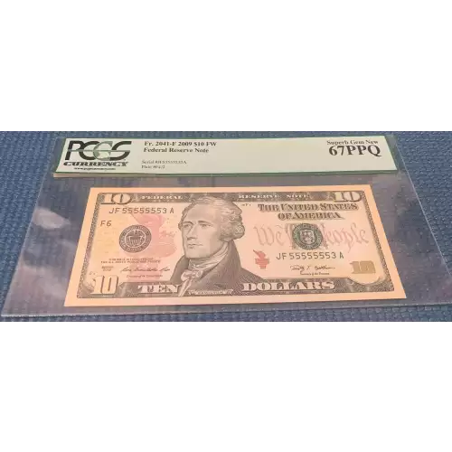 $10 2009 Treasury seal. Small Size $10 Federal Reserve Notes 2041-F
