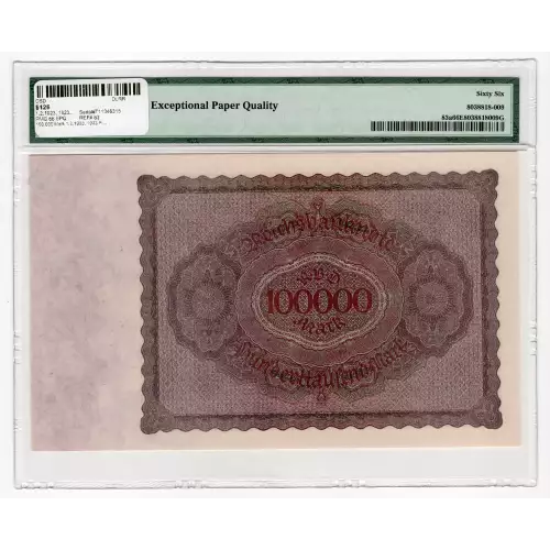 100,000 Mark 1.2.1923, 1923 First Issue a. Without T at left of portrait Germany 83 (2)