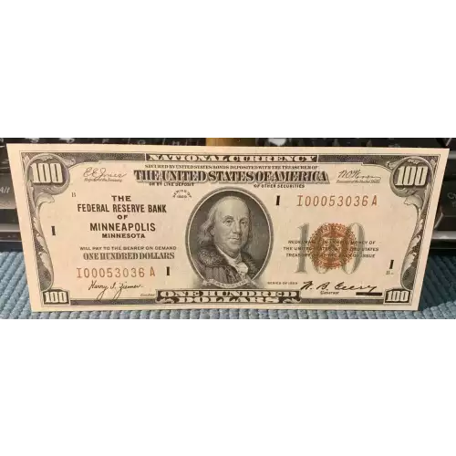 $100 1929 brown seal Small Federal Reserve Bank Notes 1890-I (3)