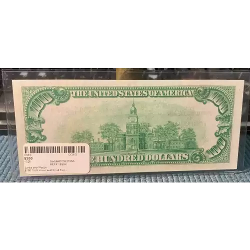 $100 1929 brown seal Small Federal Reserve Bank Notes 1890-I