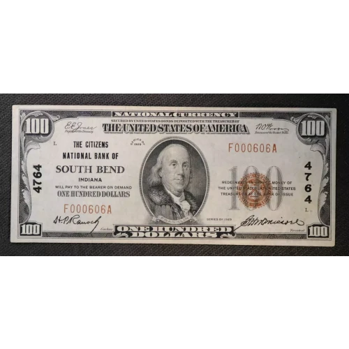 $100 1929 small brown seal. Small National Bank Notes 1804-1 (3)