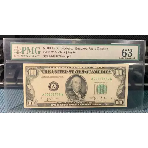 $100 1950  Small Size $100 Federal Reserve Notes 2157-Am