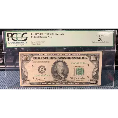 $100 1950  Small Size $100 Federal Reserve Notes 2157-C* (2)