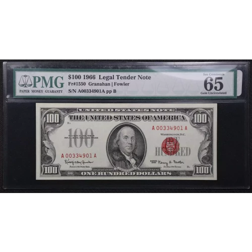 $100 1966 red seal. Small Legal Tender Notes 1550