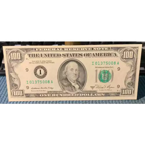 $100 1981-A.  Small Size $100 Federal Reserve Notes 2170-I (2)