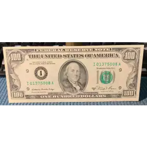 $100 1981-A.  Small Size $100 Federal Reserve Notes 2170-I (2)