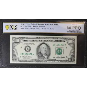 $100 1993  Small Size $100 Federal Reserve Notes 2174-E