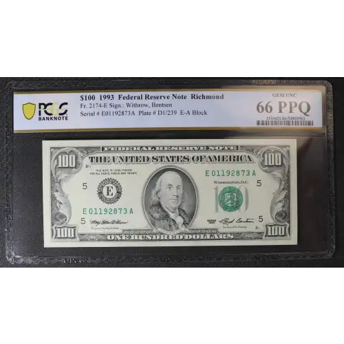 $100 1993  Small Size $100 Federal Reserve Notes 2174-E (2)