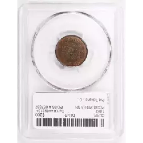 1863 Token F-750W-1a Copper PE Volunteer Refreshment Saloon PA, BN