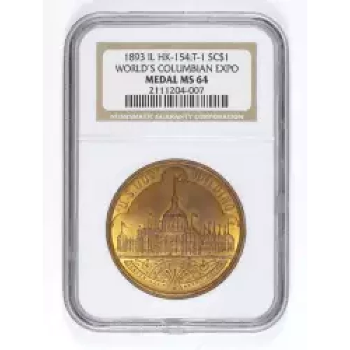 1893 IL WORLD'S COLUMBIAN EXPO OFFICIAL MEDAL, LG LTRS 