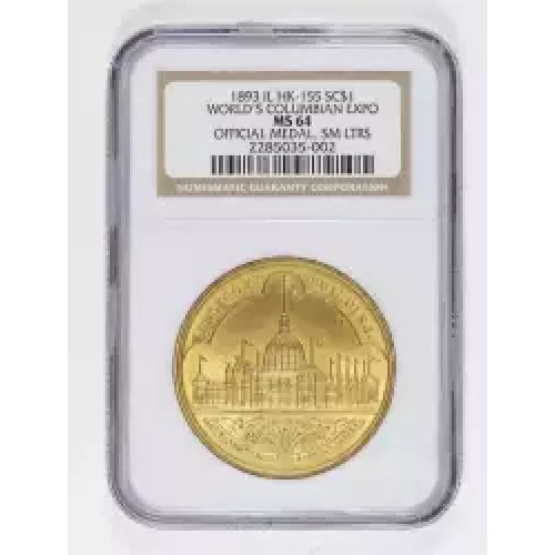 1893 IL WORLD'S COLUMBIAN EXPO OFFICIAL MEDAL, SM LTRS  (2)