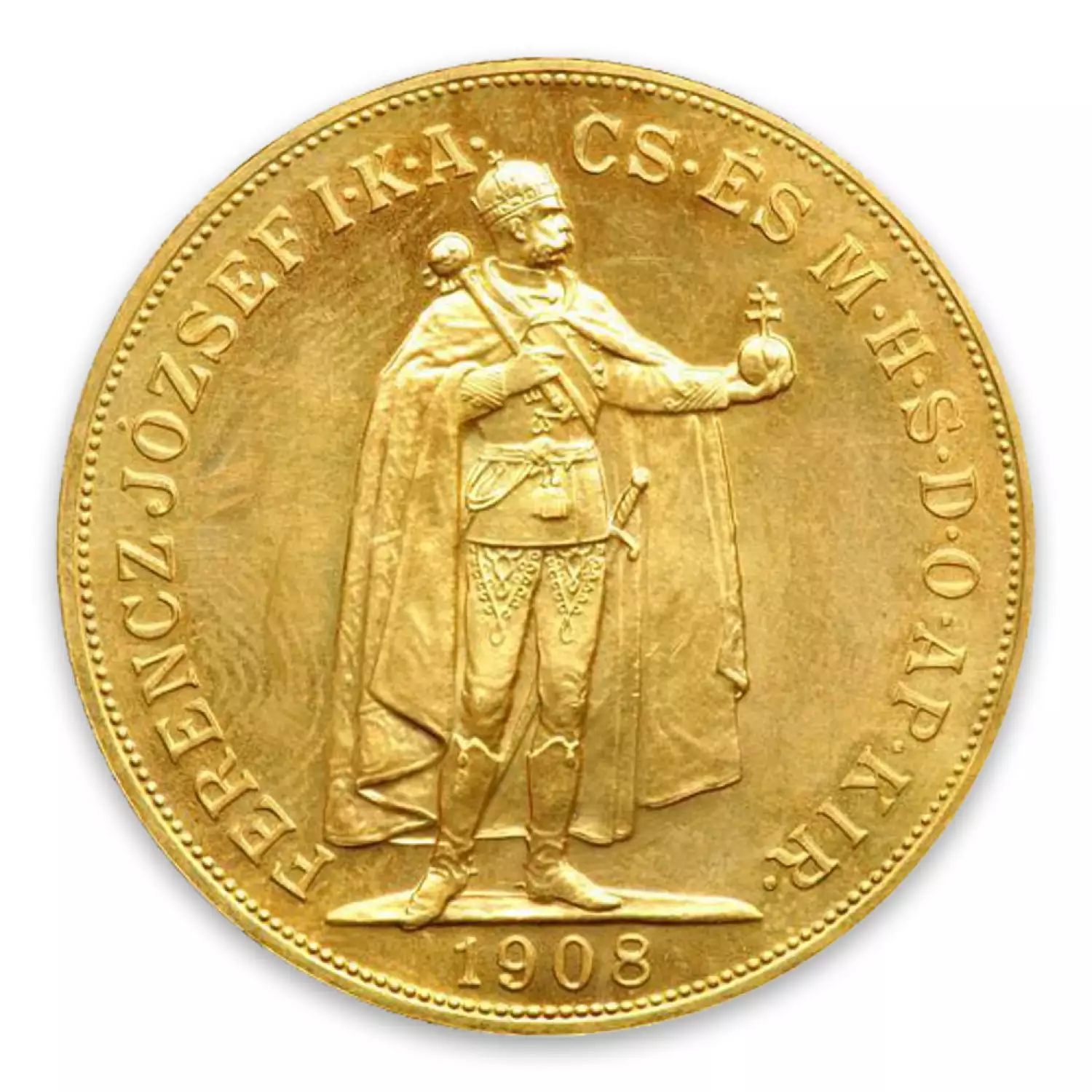 1908 100 Korona Austrian/Hungarian Empire Gold Coin (2)