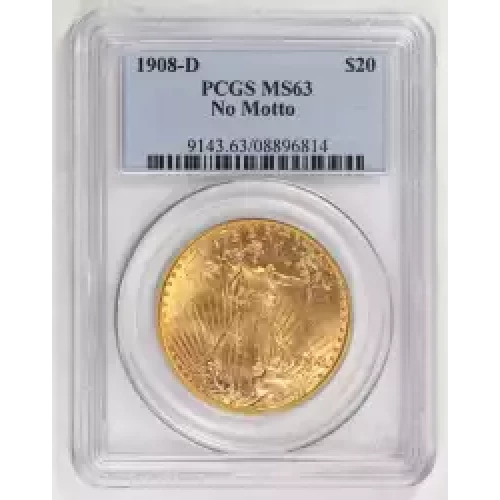 1908-D $20 No Motto