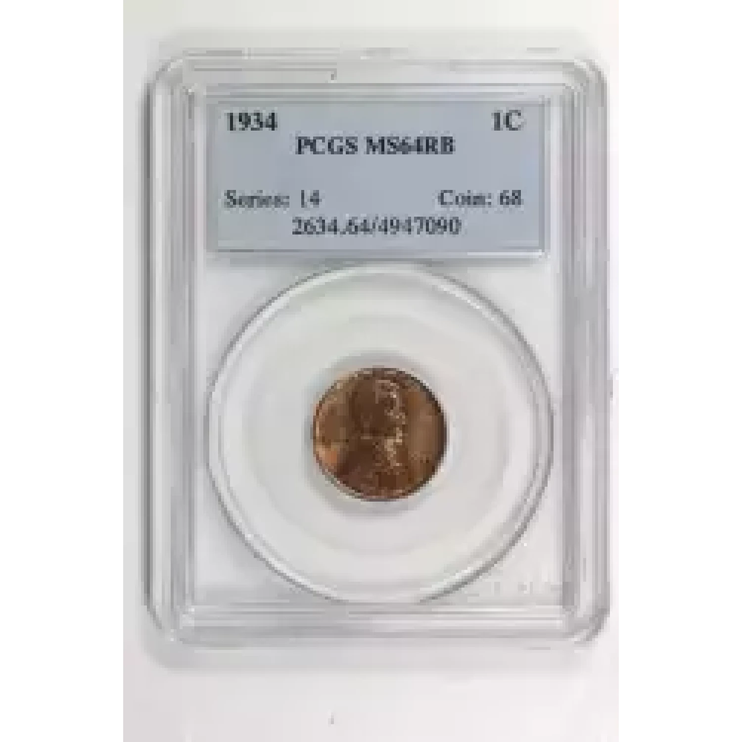 1934 Small Cents Lincoln, Wheat Ears Reverse PCGS MS-64 RB - Lost ...