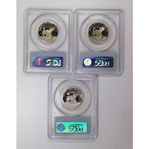 1979-80-81 Susan B. Anthony PCGS PR69DCAM 3-COIN DOLLAR PROOF SET (2)