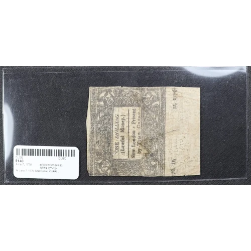 1s June 7, 1776  COLONIAL CURRENCY CT-194 (3)
