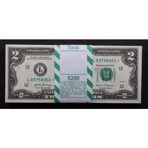 $2 2013 Green seal Small Size $2 Federal Reserve Notes 1940-L* (3)