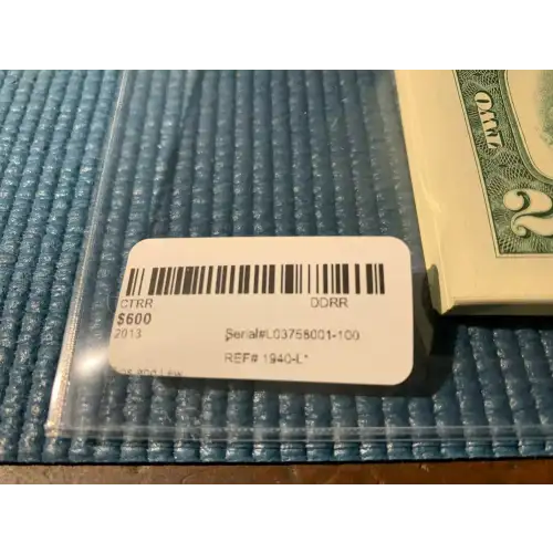 $2 2013 Green seal Small Size $2 Federal Reserve Notes 1940-L*