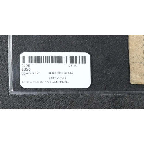 $2 November 29, 1775  CONTINENTAL CURRENCY CC-12