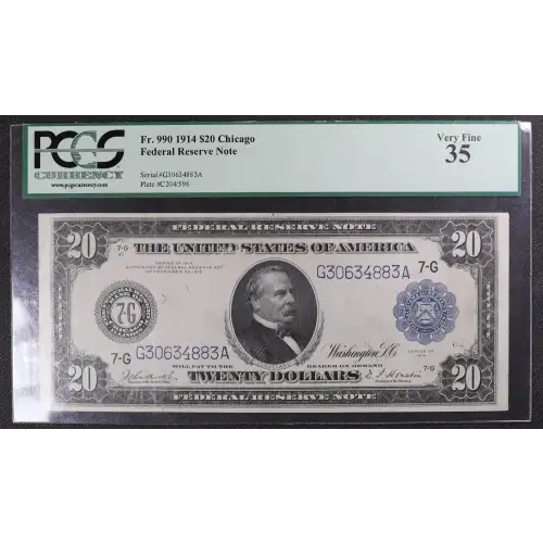 $20 1914 Blue Seal Federal Reserve Notes 990