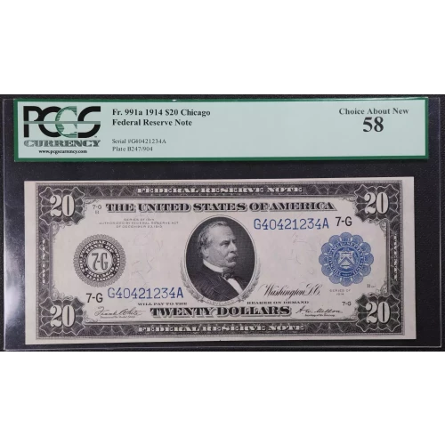 $20 1914 Red Seal Federal Reserve Notes 991A