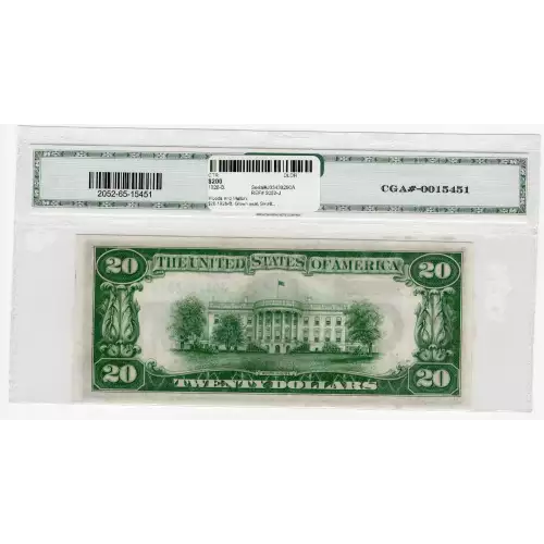 $20 1928-B. Green seal. Small Size $20 Federal Reserve Notes 2052-J (2)