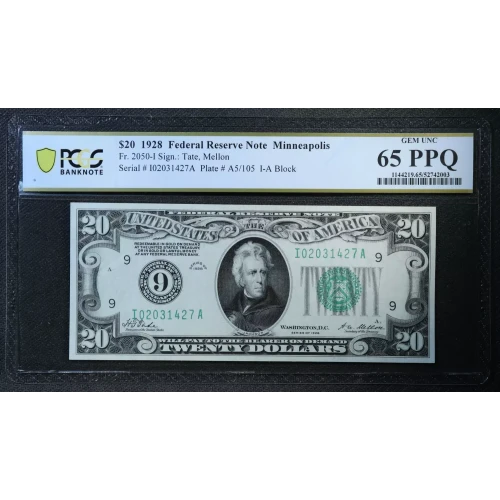 $20 1928 Green seal. Small Size $20 Federal Reserve Notes 2050-I (2)