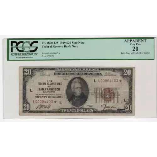 $20 1929 brown seal Small Federal Reserve Bank Notes 1870-L*