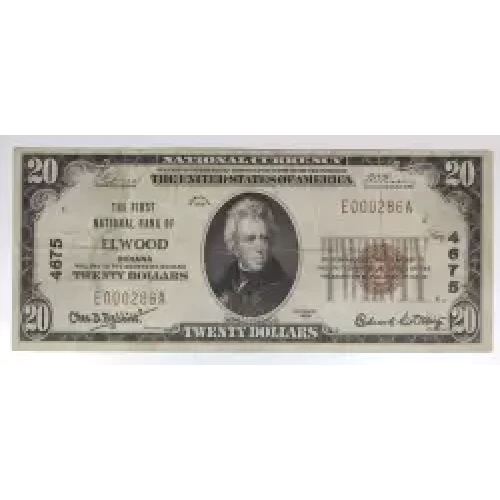 $20 1929 small brown seal. Small National Bank Notes 1802-1