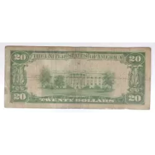 $20 1929 small brown seal. Small National Bank Notes 1802-1