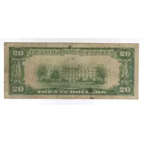 $20 1929 small brown seal. Small National Bank Notes 1802-1