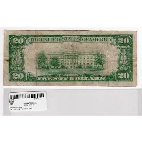 $20 1929 small brown seal. Small National Bank Notes 1802-1 (2)