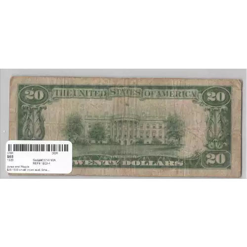 $20 1929 small brown seal. Small National Bank Notes 1802-1 (2)
