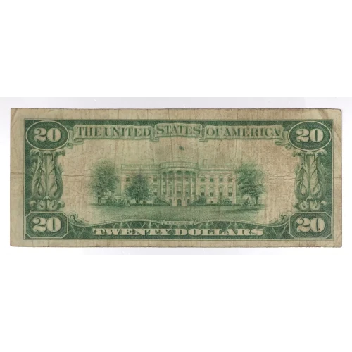 $20 1929 small brown seal. Small National Bank Notes 1802-1