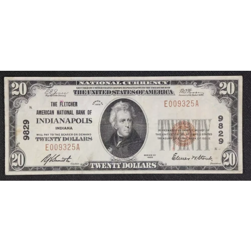 $20 1929 small brown seal. Small National Bank Notes 1802-1 (3)