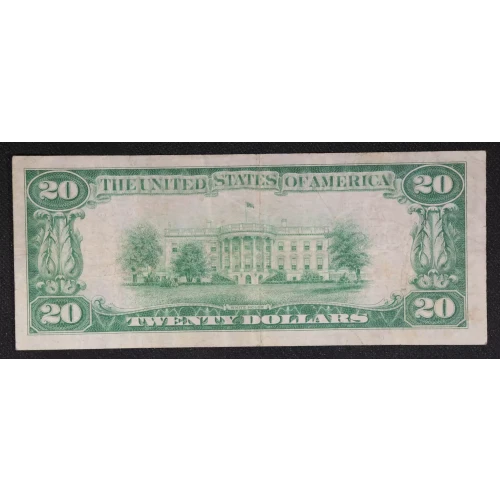 $20 1929 small brown seal. Small National Bank Notes 1802-1 (2)
