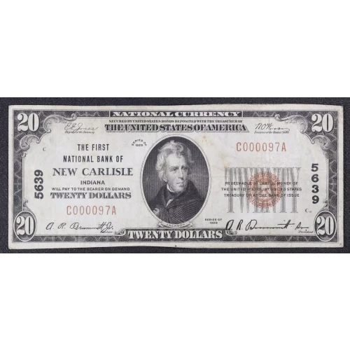 $20 1929 small brown seal. Small National Bank Notes 1802-1