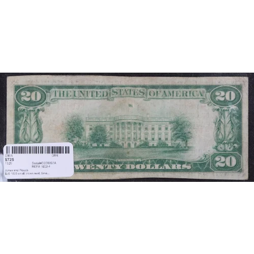 $20 1929 small brown seal. Small National Bank Notes 1802-1 (2)