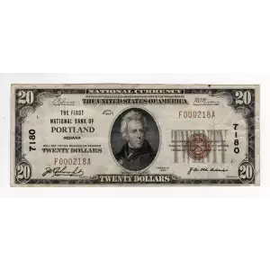 $20 1929 small brown seal. Small National Bank Notes 1802-1